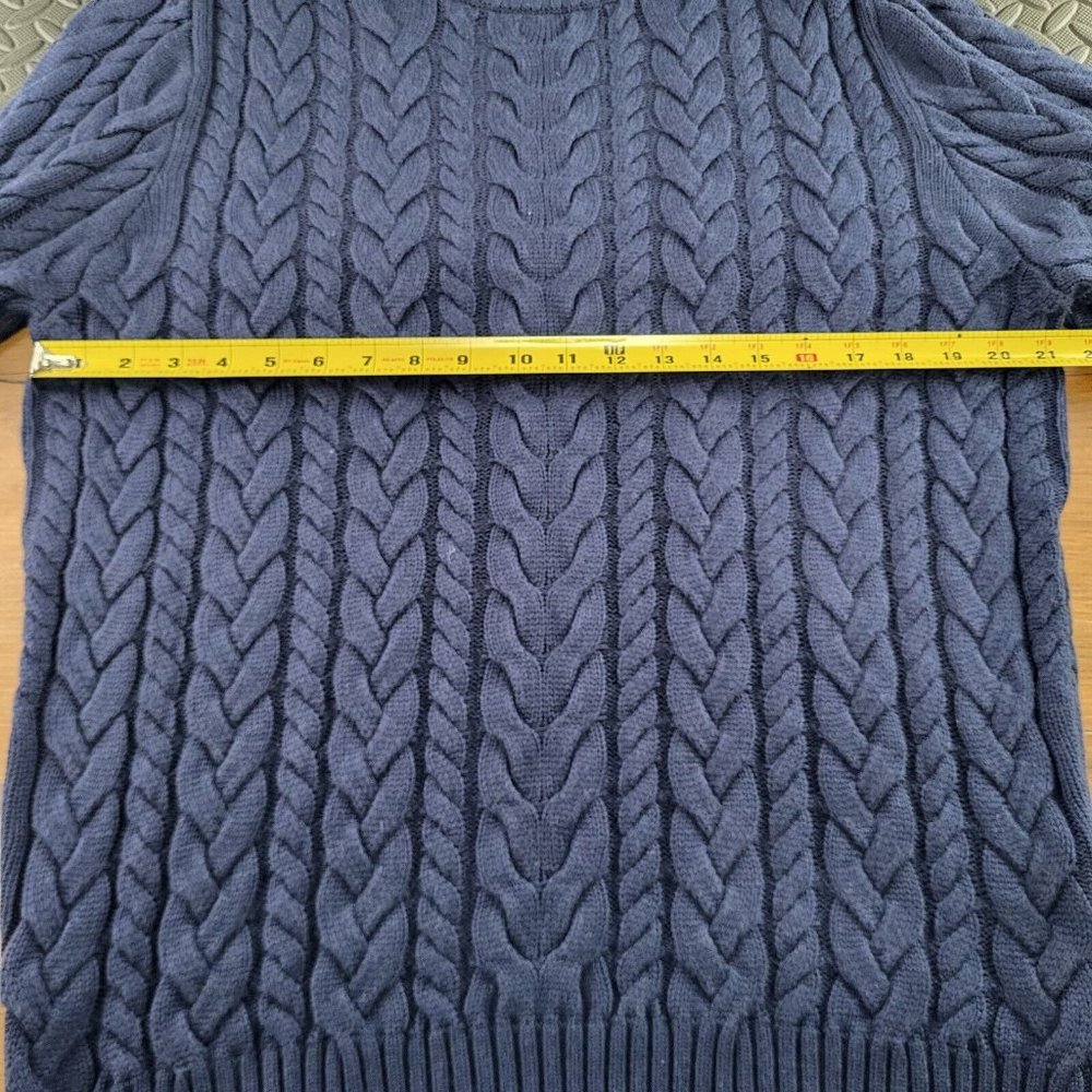 Mizzen + Main Sweater Mens Large Pullover Redford Cable Knit Blue Grandpop NWT - Picture 4 of 8